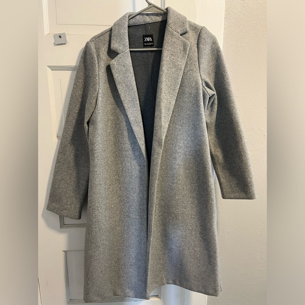 Zara Women’s Flannel Open Front Trench Coat, size M